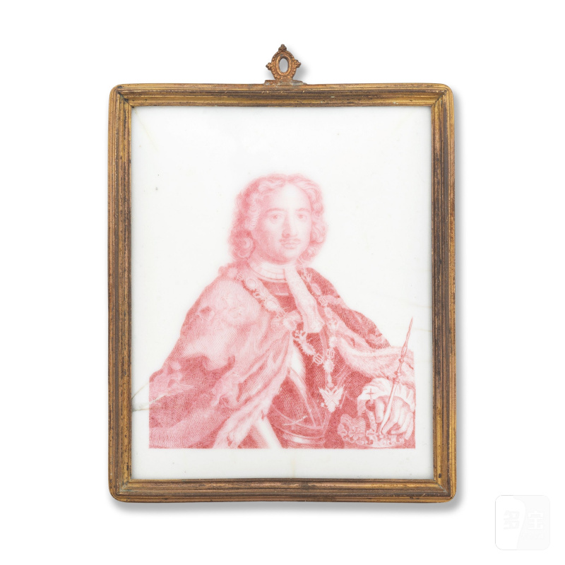 A rare Battersea enamel Royal portrait plaque, circa 1753-56 - 图1